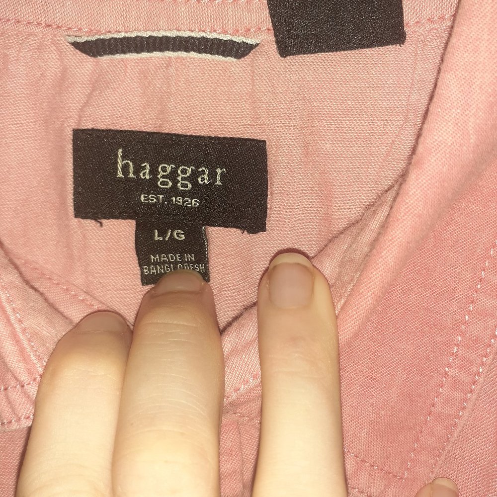 Lrg salmon Haggar button down